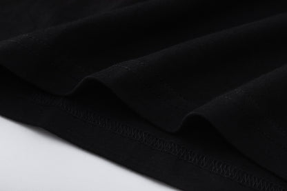 Ribbed Black Oversized Tee Structured Cotton Streetwear Casual Summer T-Shirt | Rib Noir