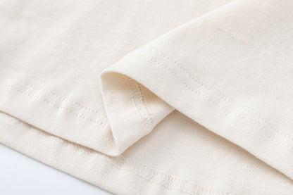 Short Sleeve Crew Neck Tee Solid Color Oversized Casual Basic Summer Cotton T-Shirt | Cream Soft