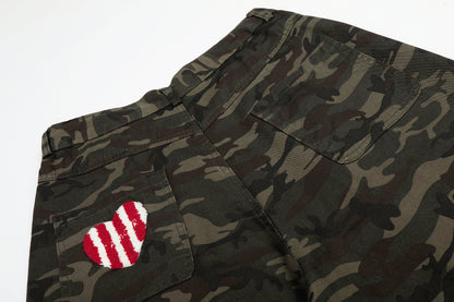 Women's Camo Multi Embroidery Wide Leg Shorts High Waist Cartoon Bear Cherry Apple Streetwear Bermuda Shorts
