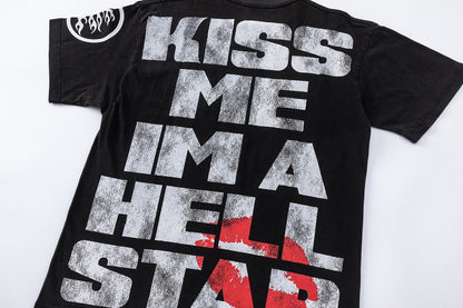 Graphic Print Tee Hellstar Oversized Streetwear Casual Summer Cotton T-Shirt | Hell Glow