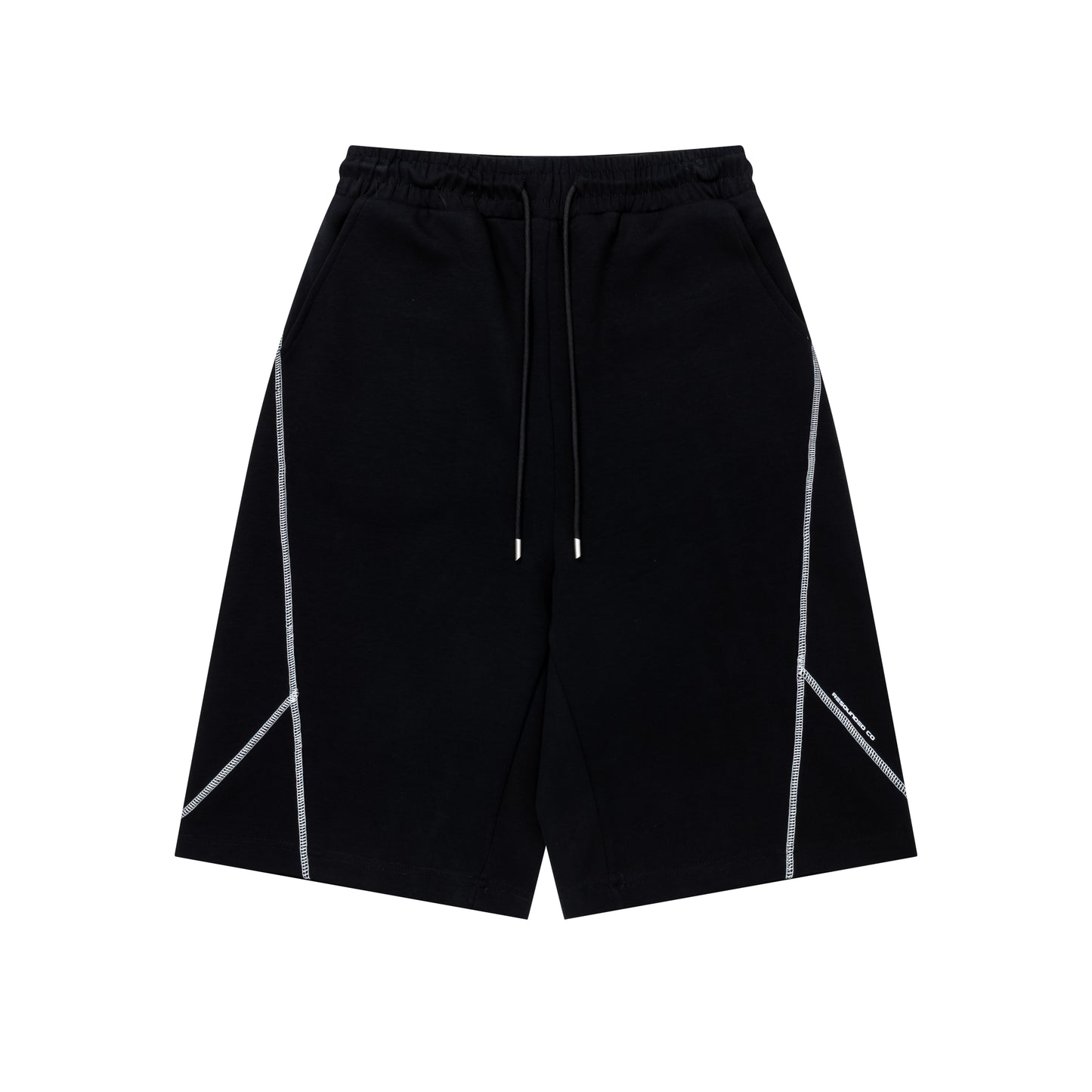 Black contrast stitch shorts back view