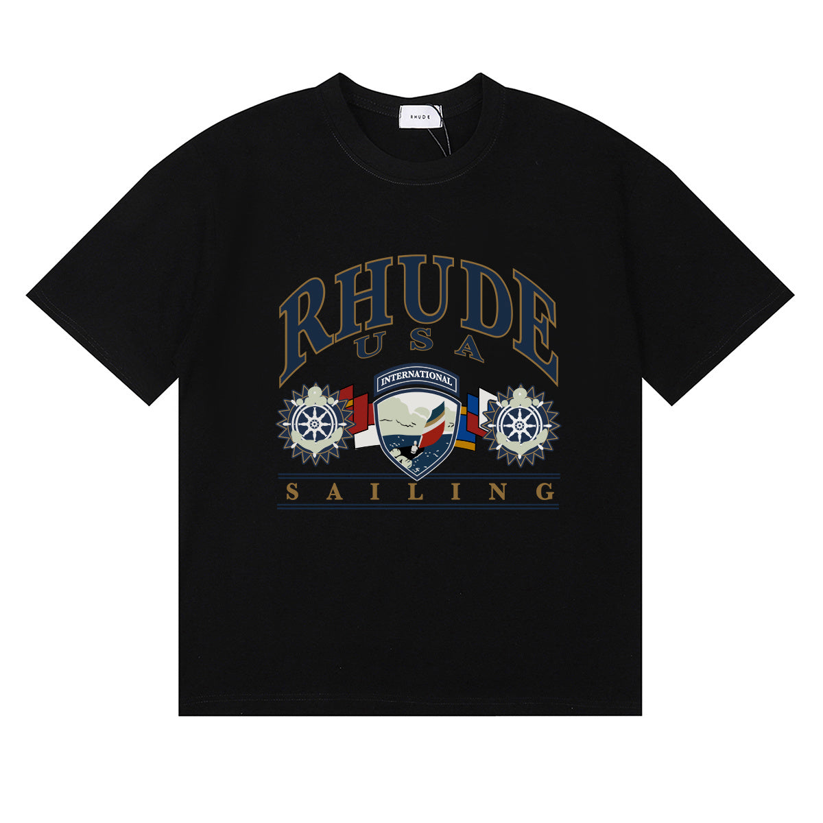 编号50189，美潮Rhude USA Sailing印花高品质双纱纯棉短袖T恤男女11 - 4