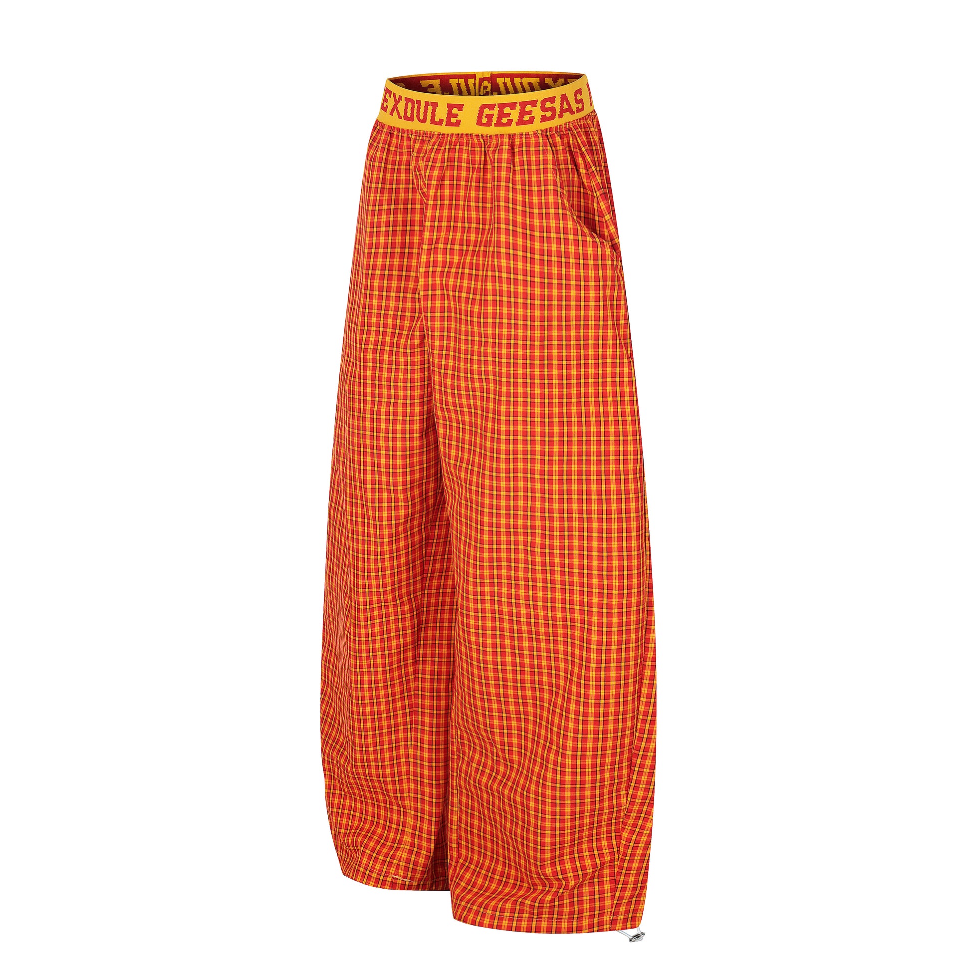 Plaid Drop Wide Leg Pants Red Back