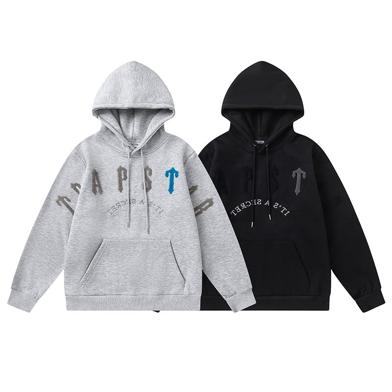 Trapstar black and gray graphic hoodie and joggers tracksuit set with applique lettering - view 4
