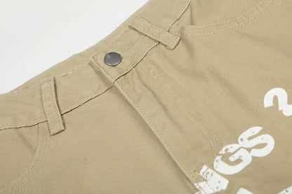 Stupid Contagious Gothic Cross Text Print Wide Leg Barrel Pants High Waist Y2K Streetwear