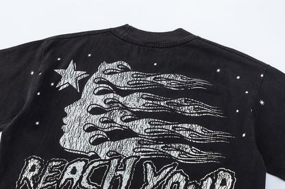 Oversized Short Sleeve Graphic Tee Dropped Shoulder Streetwear Summer Casual T-Shirt | Glow Stitch