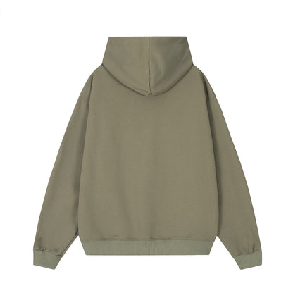 Dual Zip Star Embroidery Fleece Hoodie Oversized Streetwear Y2K Grunge Snap Collar Warm Winter Pullover Sweatshirt | Nova Zip