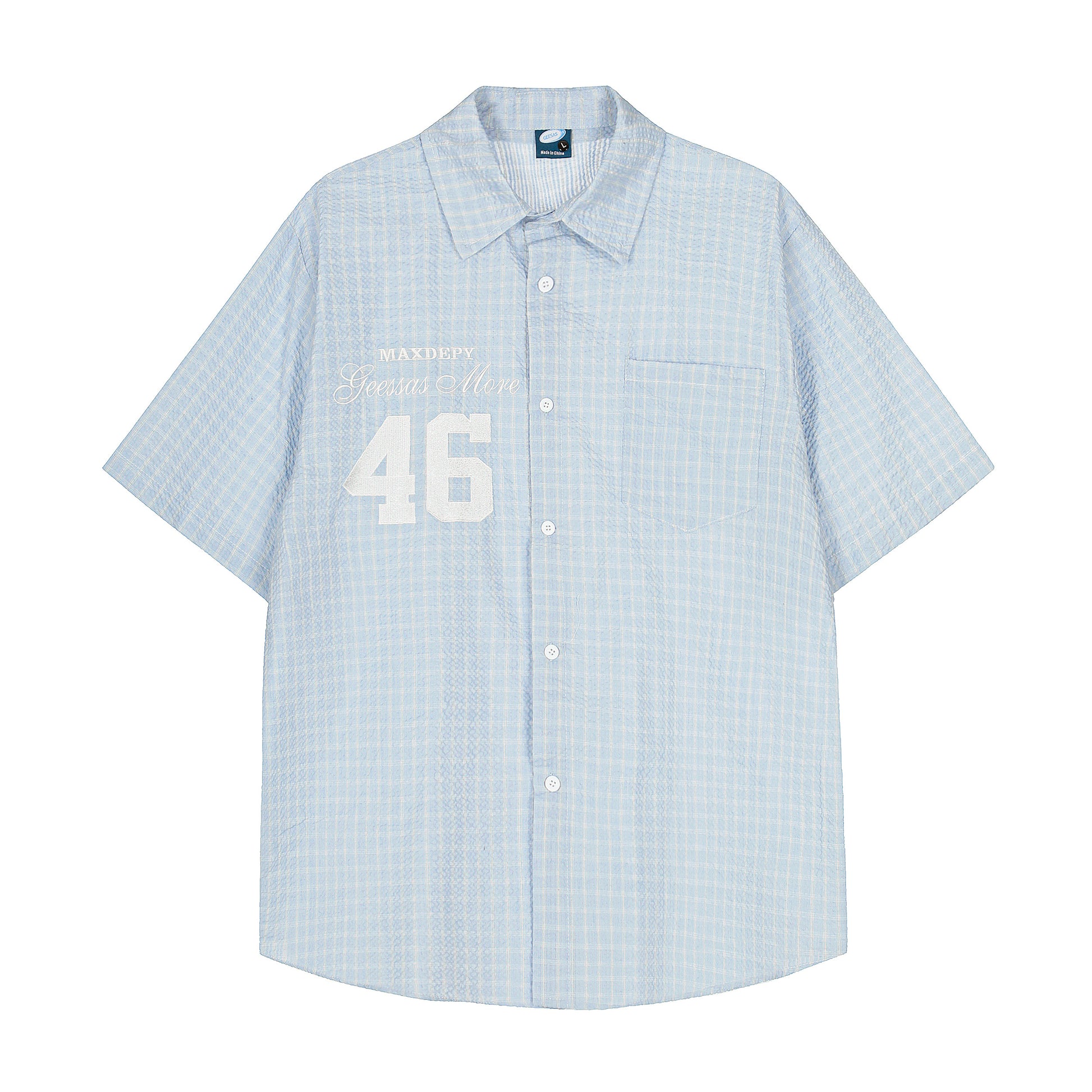Maxdepy 46 plaid short sleeve shirt light blue - front