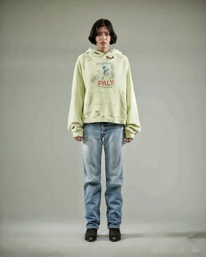 Paly Hollywood FW25 Hoodie Eternal Return Distressed Washed Heavyweight Cotton Oversized Pullover Streetwear Sweatshirt | Eternal Paly