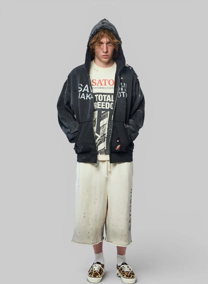 Satoshi Nakamoto Luke Logo-Printed Cotton-Fleece Zip-Up Hoodie
