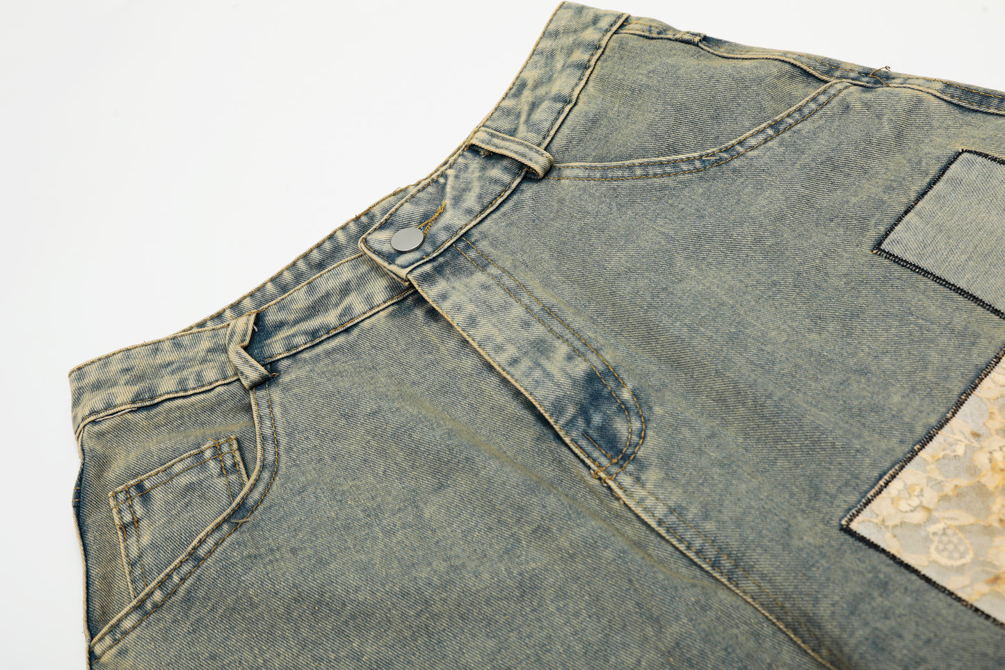 Women's Multicolor Plaid Patchwork Wide Leg Denim Shorts High Waist Y2K Vintage Wash Baggy Jean Shorts