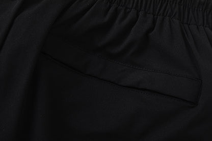 Unisex Graphic Drawstring Shorts, Elastic Waist Pockets, Casual Streetwear