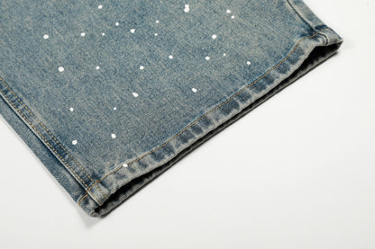 California Script Print Rhinestone Wide Leg Barrel Jeans Vintage Washed High Waist Y2K Streetwear