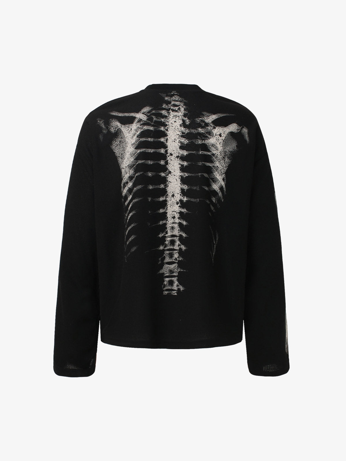 Skeleton Graphic Waffle Sweatshirt – Spooky Halloween Vibes - 2495 