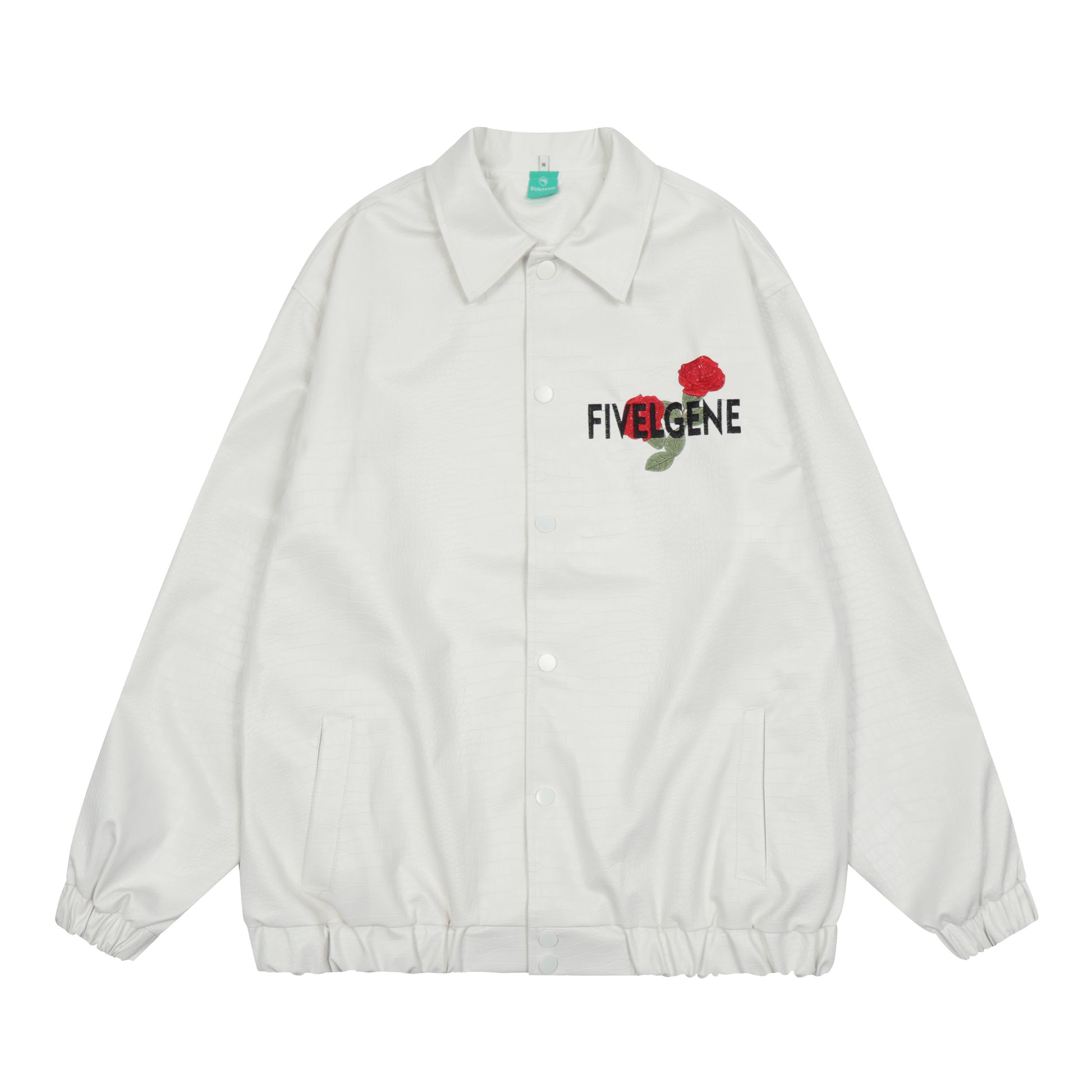 Black croc jacket back STAY FIVELGENE rose embroidery