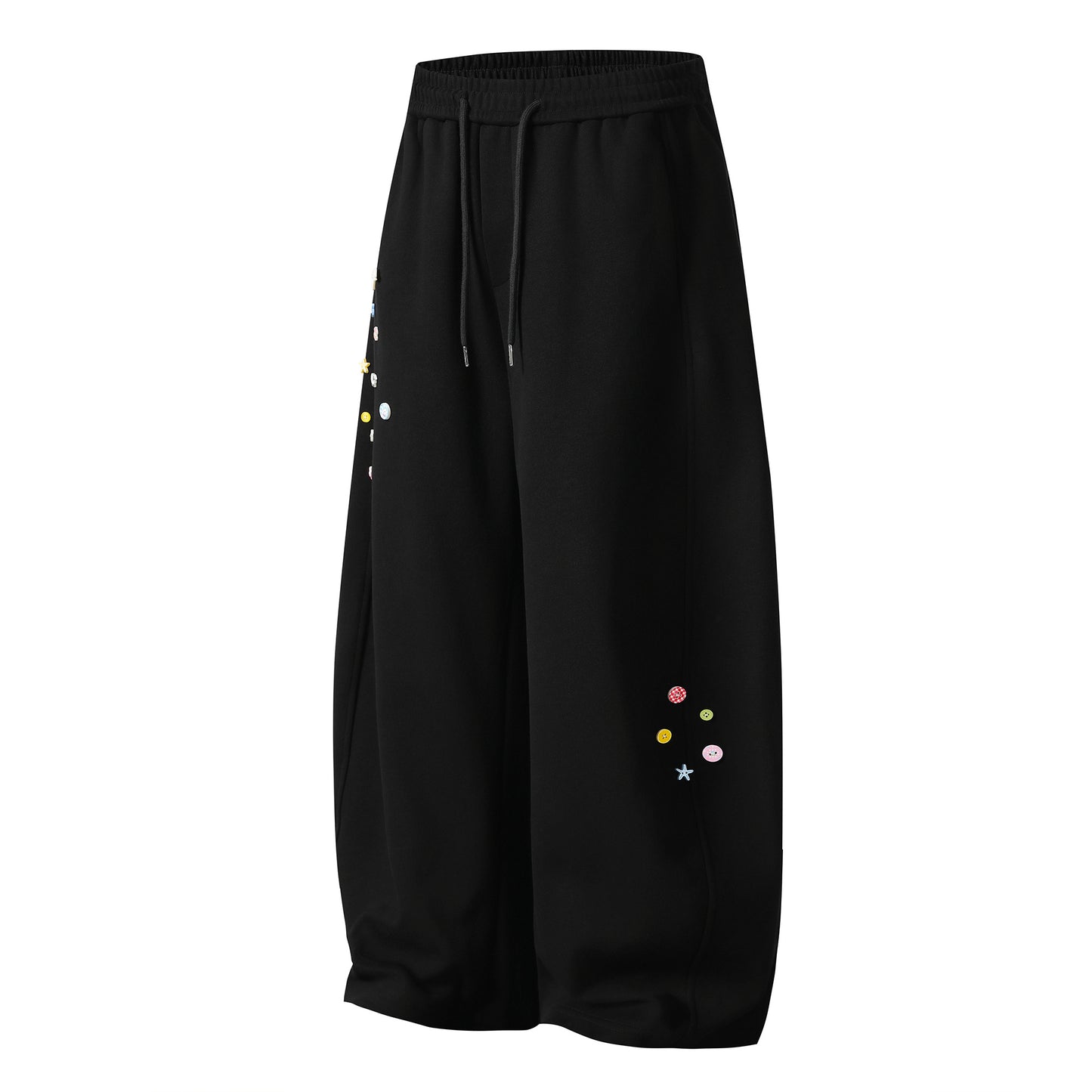 Button Drop Wide Leg Sweatpants - Gray Front