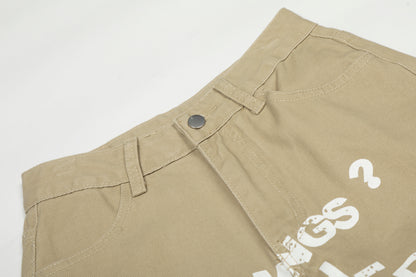Stupid Contagious Gothic Cross Text Print Wide Leg Barrel Pants High Waist Y2K Streetwear