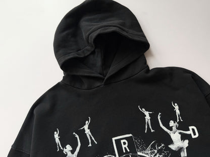 Enfants Riches Deprimes ERD Ballet Noir Hoodie Washed Distressed Heavyweight Cotton Oversized Pullover Dark Art Streetwear Sweatshirt | Ballet Noir