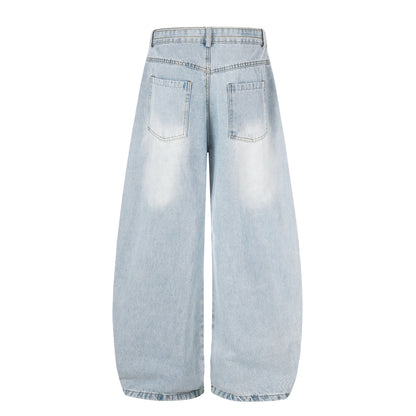 Ripped Distressed Wide Leg Barrel Jeans High Waist Streetwear Y2K Vintage Light Wash Denim Pants | Rip Barrel