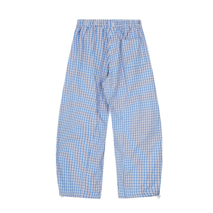 Women's RVNTE OG Oval Logo Plaid Print Cargo Wide Leg Pants Elastic Drawstring Waist Y2K Streetwear Trousers
