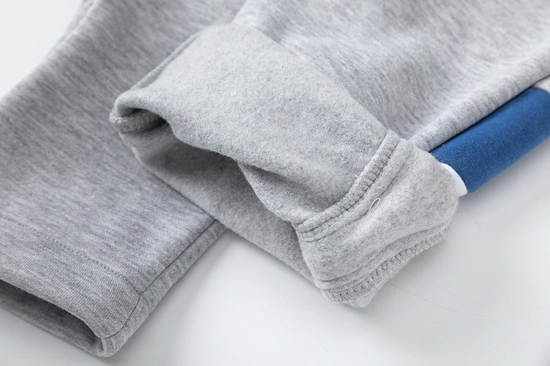 Blue, gray, and white chevron hoodie with matching joggers tracksuit set - view 5