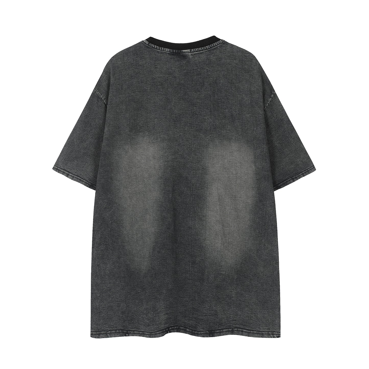 Oversized Washed Graphic Chain Embroidery Crewneck Short Sleeve Tee Streetwear Hip Hop Casual Summer T-Shirt