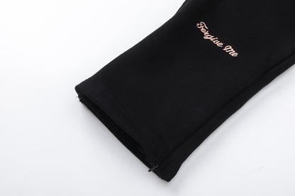Unisex Hooded Sweatshirt and Jogger Pants Set, Black Graphic Loungewear