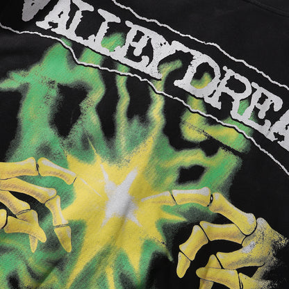 Vale Forever Valley Dreams Skull & Glowing Hands Graphic Vintage Wash Full-Zip Hoodie
