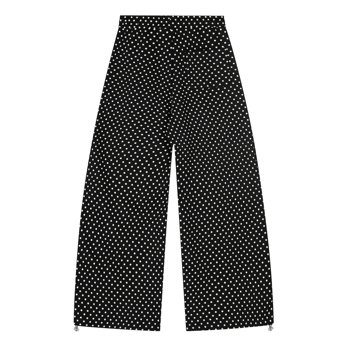 Polka Dot Cat Whisker Wide Leg Pants - Black with Charm Front