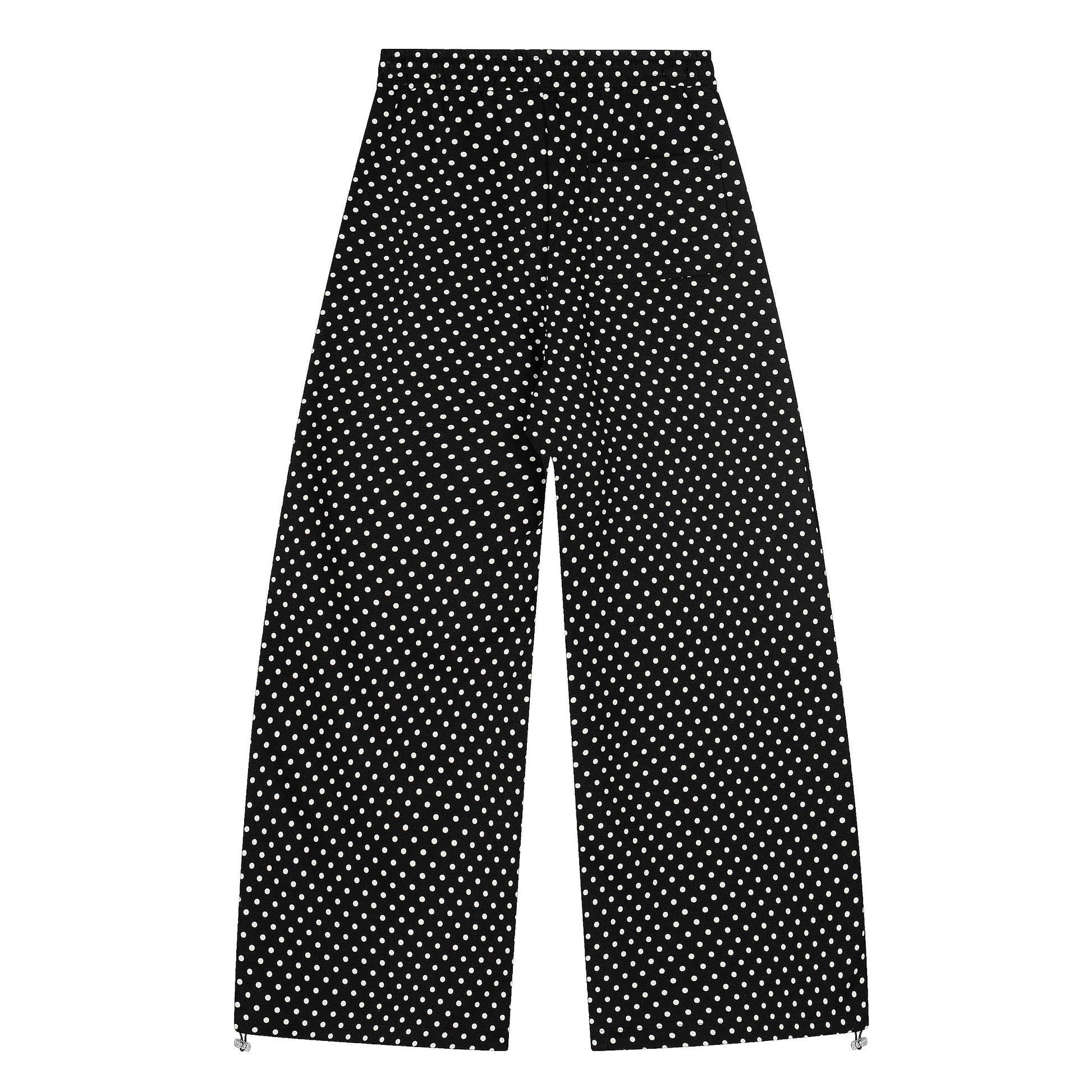 Polka Dot Cat Whisker Wide Leg Pants - Black with Charm Front