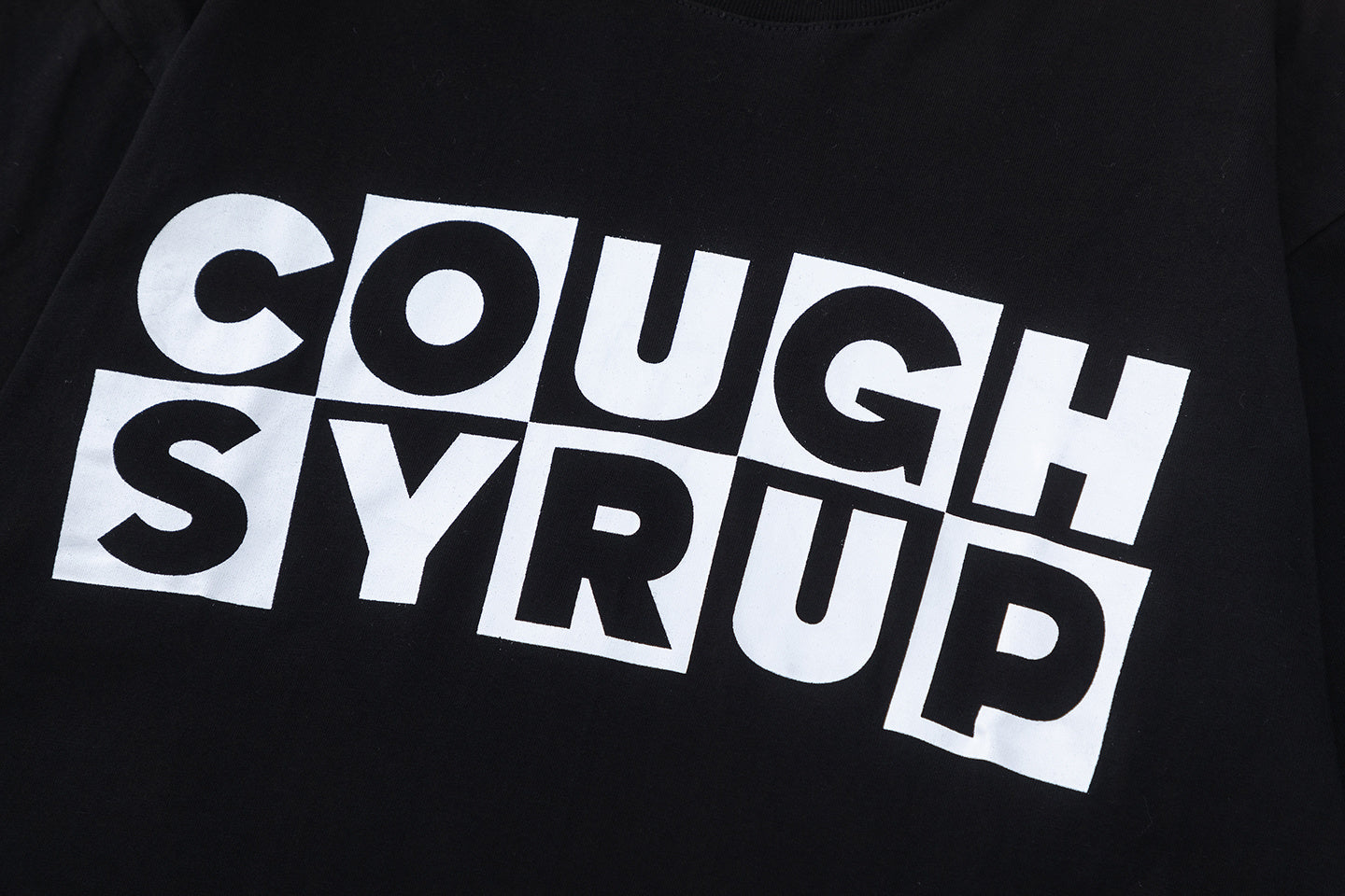 Black oversized short-sleeve graphic T-shirt with Cough Syrup front print and large back text - view 5