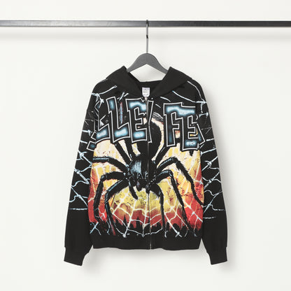 Spider Web Zip Up Hoodie (Black)