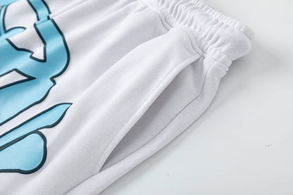 Women's White Knit Two-Piece Set Casual Loose Top Shorts Matching Outfit Loungewear Summer Streetwear Co-ord Set | White Set