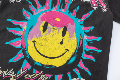 Graphic Print Tee Hellstar Oversized Black Cotton Streetwear Casual Summer T-Shirt | Star Born