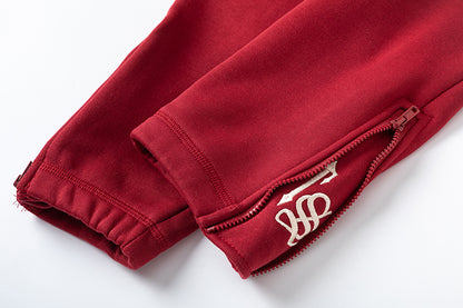 Trapstar Red Zip Hoodie and Joggers Tracksuit Set, Embroidered Two Piece Streetwear Outfit