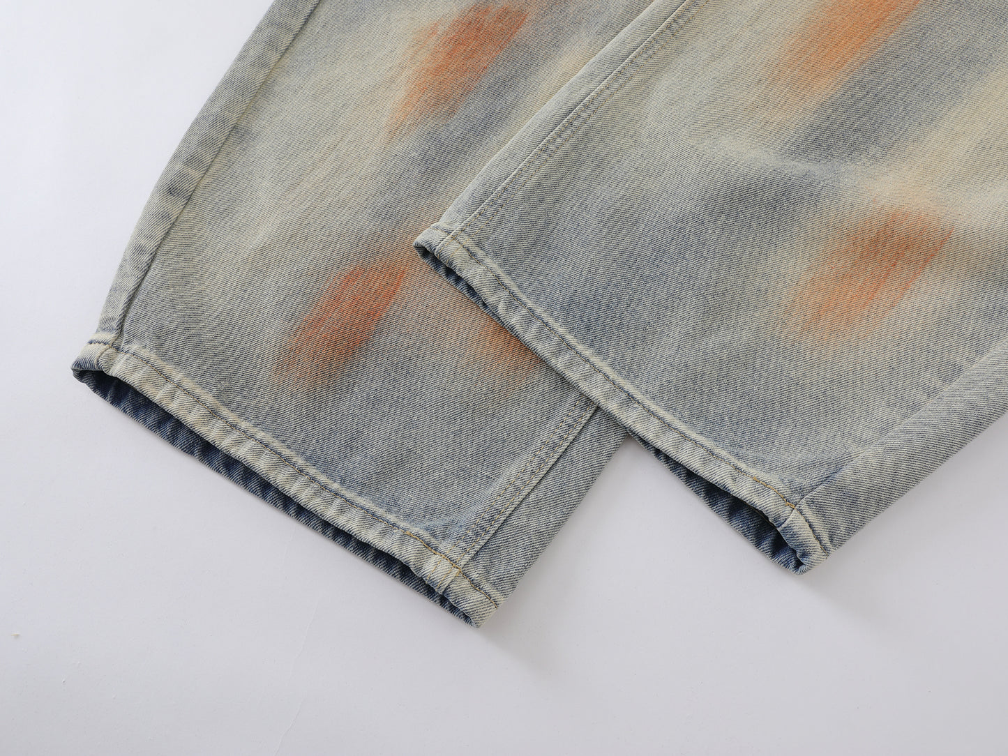 Tie Dye Orange Splash Wide Leg Baggy Jeans Washed Denim High Waist Streetwear Y2K Casual Pants