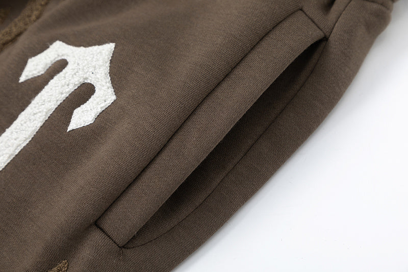 Brown Trapstar graphic pullover hoodie and joggers tracksuit set with drawstrings and elastic waist - view 5