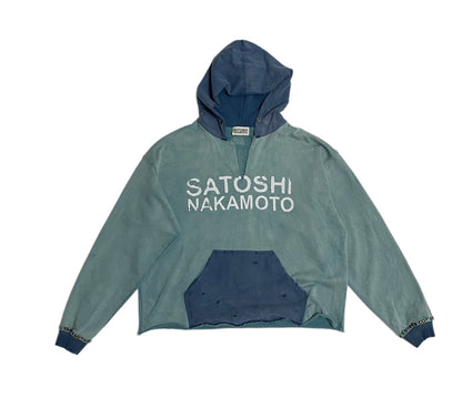 Distressed V-Cut Hoodie - Green