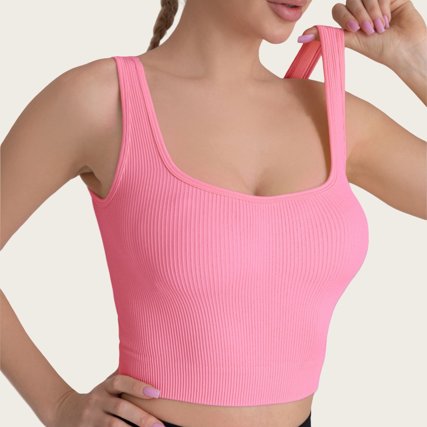 Women's 3 Piece Tank Tops Ribbed Seamless Workout Exercise Shirts Yoga Crop Tops