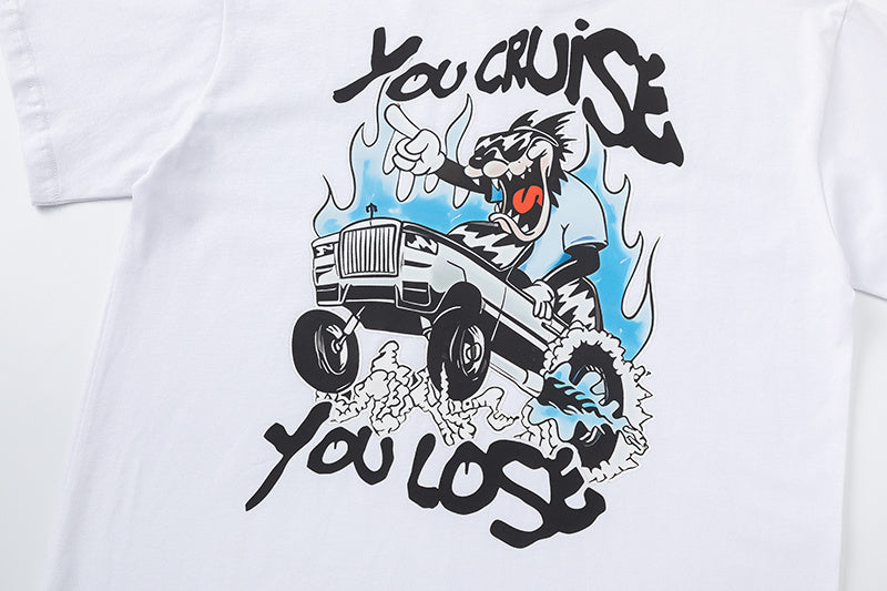 Trapstar graphic short sleeve crew neck T-shirt with chest logo and illustrated truck back print - view 5