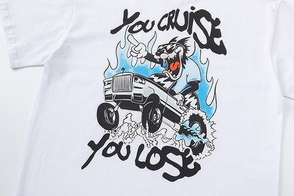 Trapstar Graphic T-Shirt, Crew Neck Short Sleeve Streetwear Tee With Truck Back Print