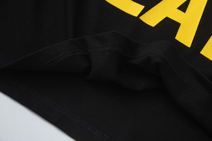 Black and Yellow Graphic Print Crewneck Short Sleeve Streetwear T-Shirt