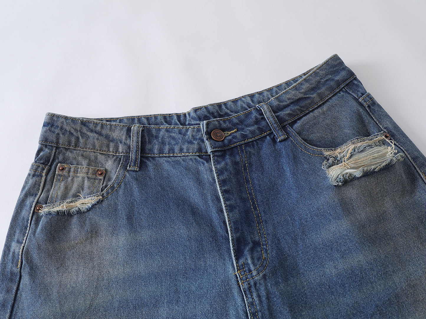 Distressed Patch Embroidered Wide Leg Jeans High Waist Light Wash Mud Dye Cross Stitch Streetwear Denim Trousers | Patch Cross