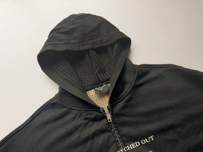 Stretched Out Thermal Lined Zip Up Hoodie - Washed Black