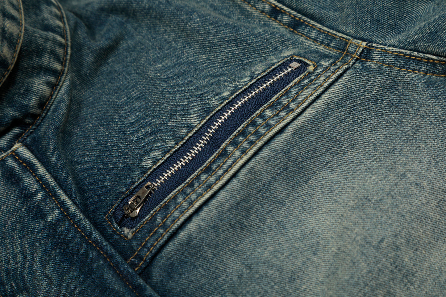 Stand Collar Zip Denim Jacket Washed Vintage Streetwear Oversized Y2K Casual Moto Coat | Indigo Moto