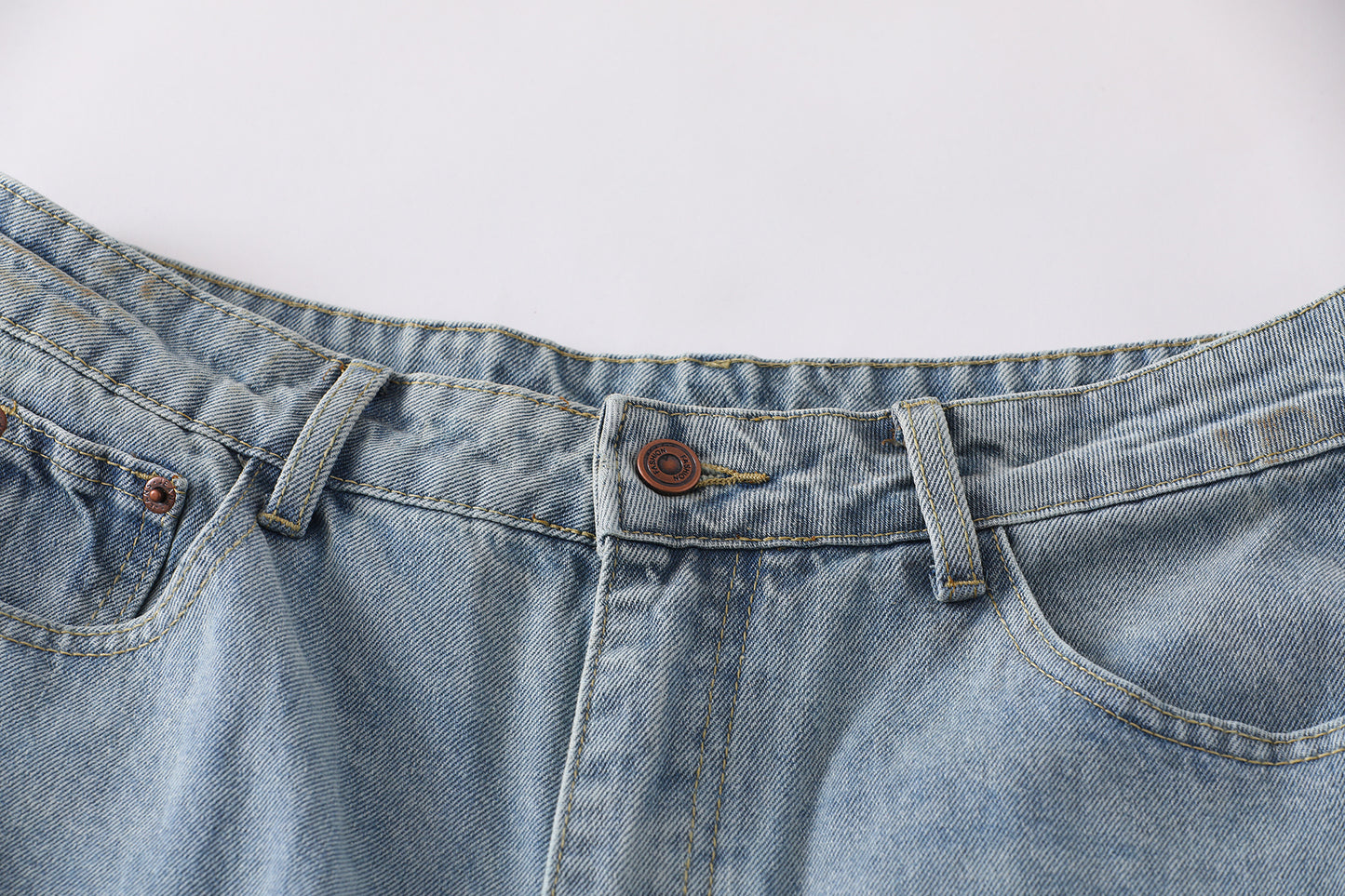Curved Pocket Cargo Wide Leg Jeans High Waist Light Wash Mud Dye Faded Utility Streetwear Denim Trousers | Pocket Arc