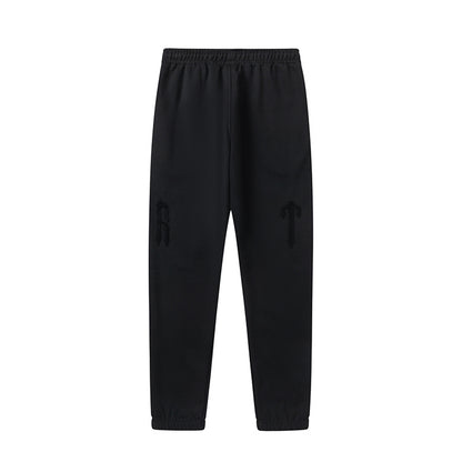 Trapstar Black and Gray Graphic Hoodie and Joggers Tracksuit Set, Two Piece Streetwear Outfit