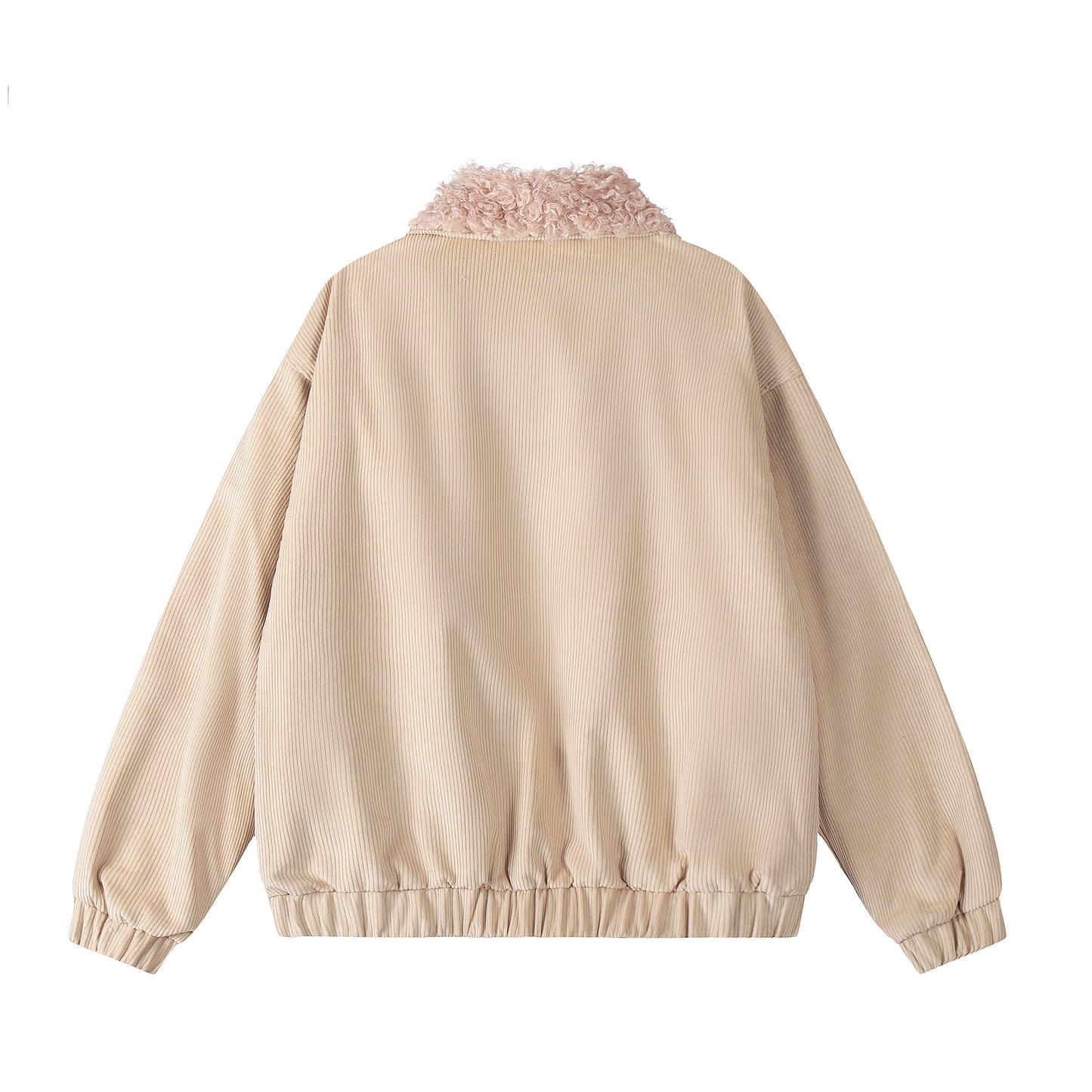 Seveers Graffiti Dog Patch Curly Fur Collar Corduroy Bomber - Light Green Front
