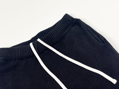 Knit Drawstring Shorts - Black