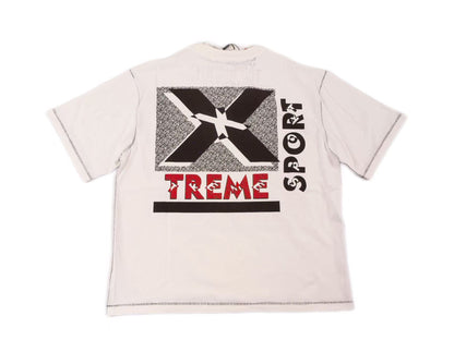 SECND SLF Xtreme Sport Big X Gravel Print Short Sleeve Tee Off-White Boxy Dual-Print American Streetwear | Xtreme X Tee